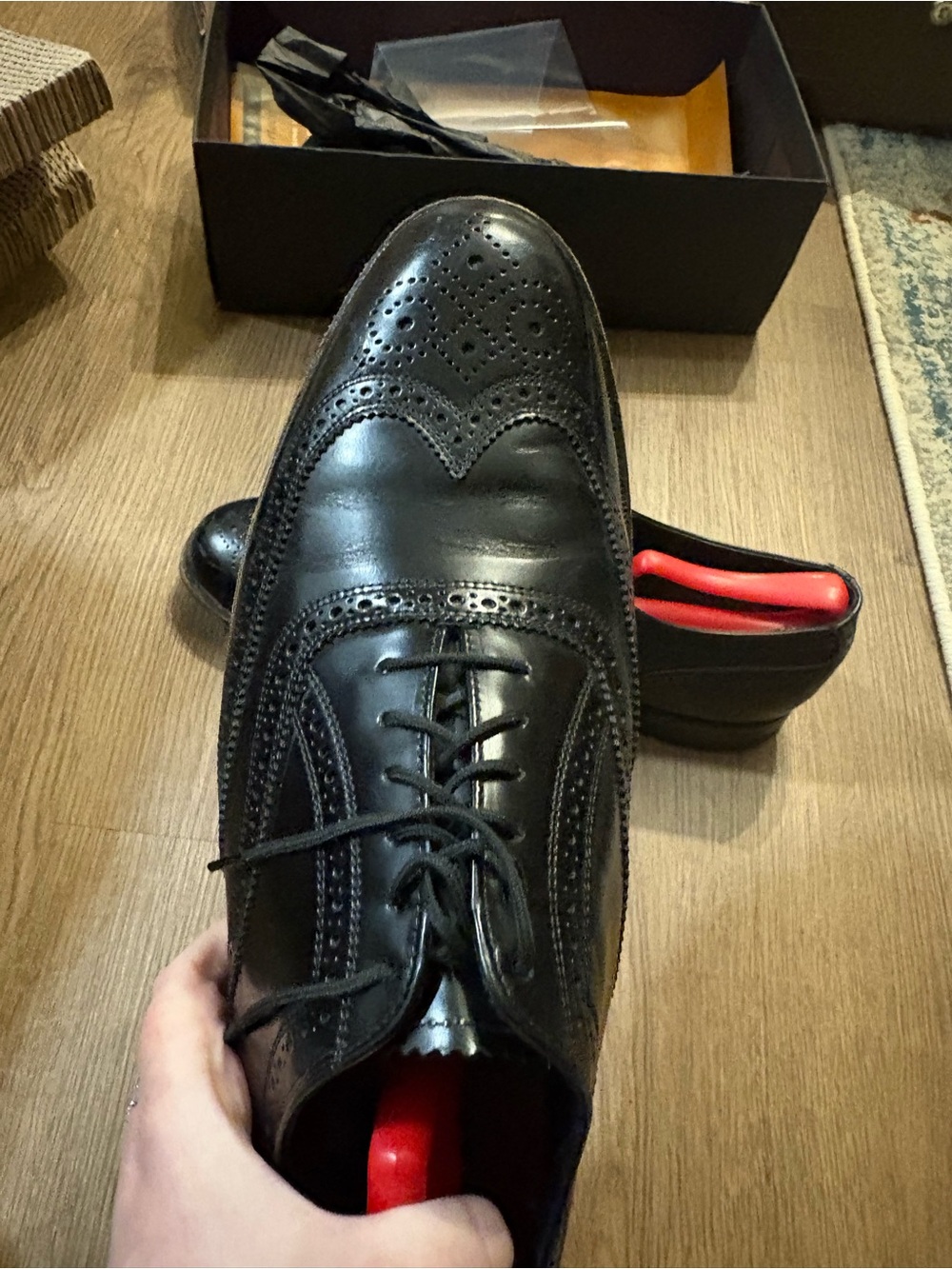 Allen Edmonds Black Leather Wingtip Brogue Oxford